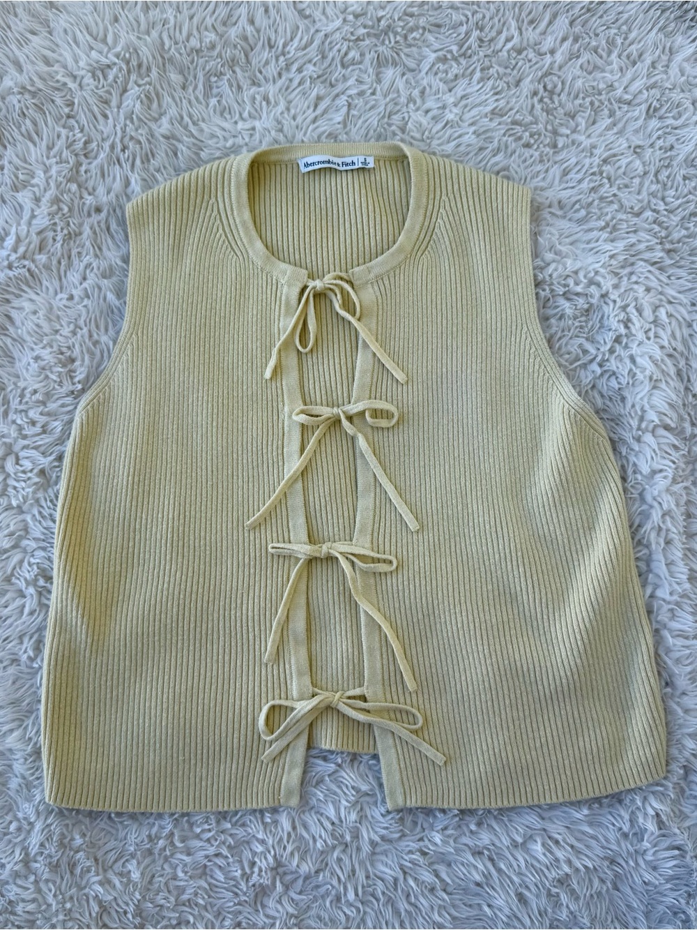 Abercrombie & Fitch Butter Yellow Tie-Front Sweater Vest